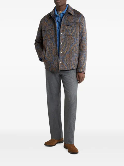ETRO cotton-blend jacquard overshirt with Paisley motif