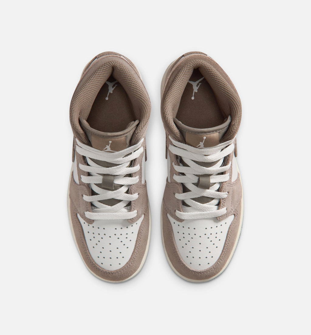Air Jordan 1 Mid Big Kids' Lifestyle Shoes - Enigma Stone/Olive Grey/Summit White