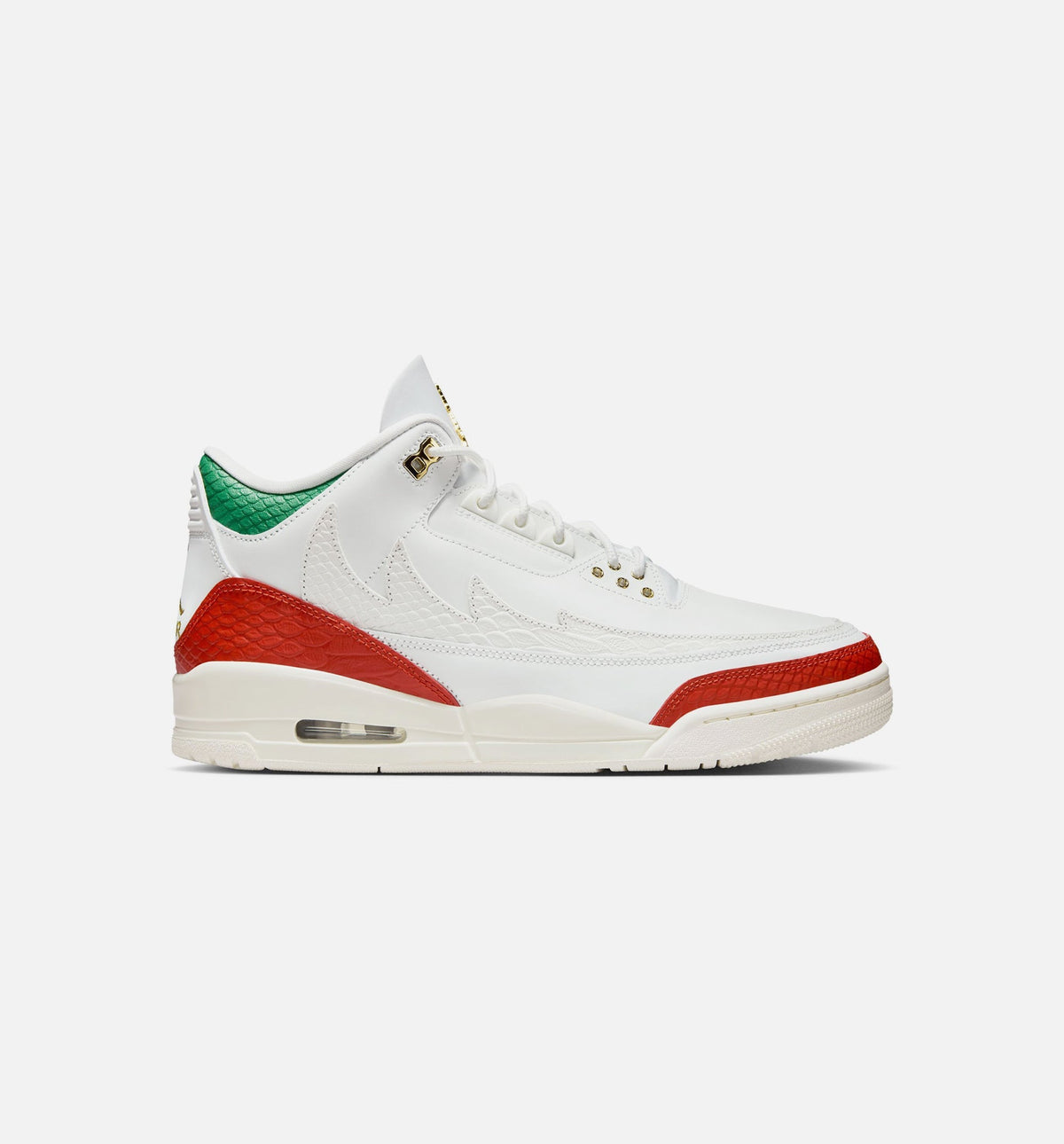 Air Jordan 3 Retro 'El Vuelo' - Men's Lifestyle Sneaker (Summit White/Pine Green/Dragon Red/Metallic Gold)