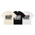 Rhude T-shirts Racing Tire Change Scene Printed Cotton Casual Short Sleeves Men and Women