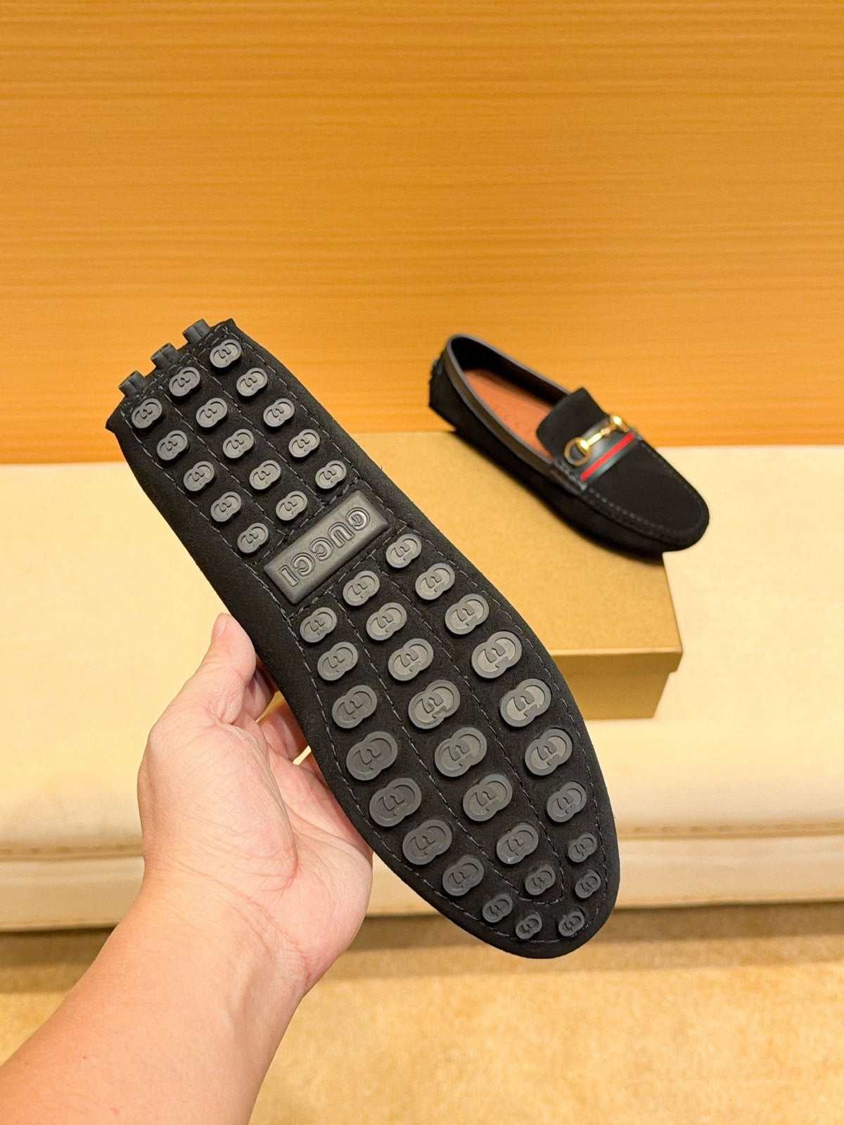 Men's Black Web Stripe Bit Loafers