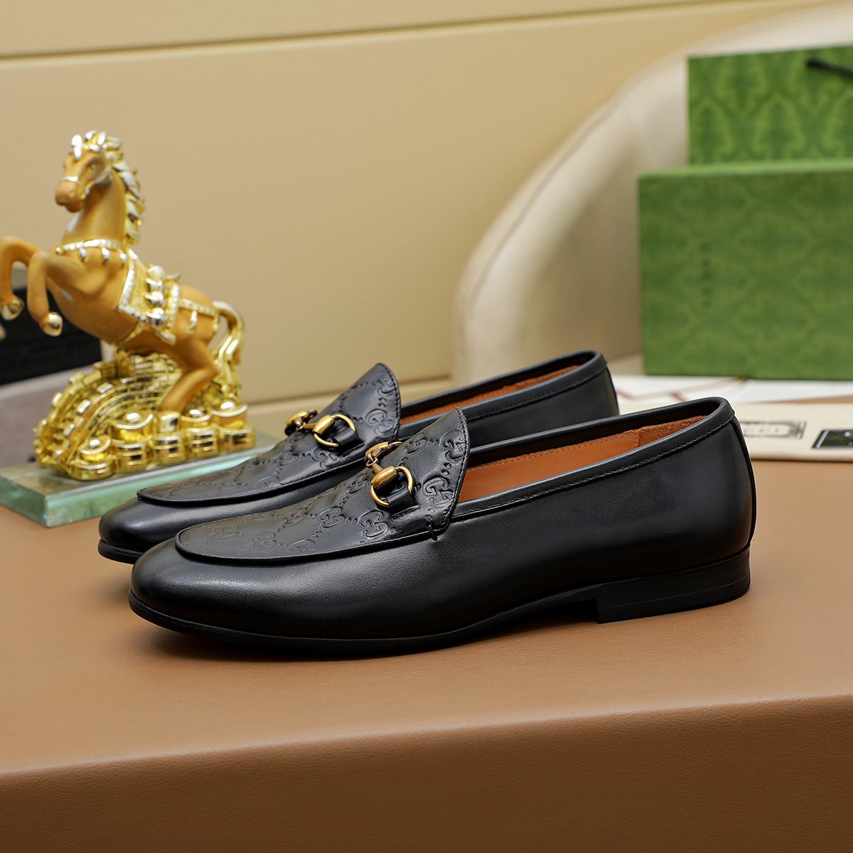 Gucci Black Embossed Loafers