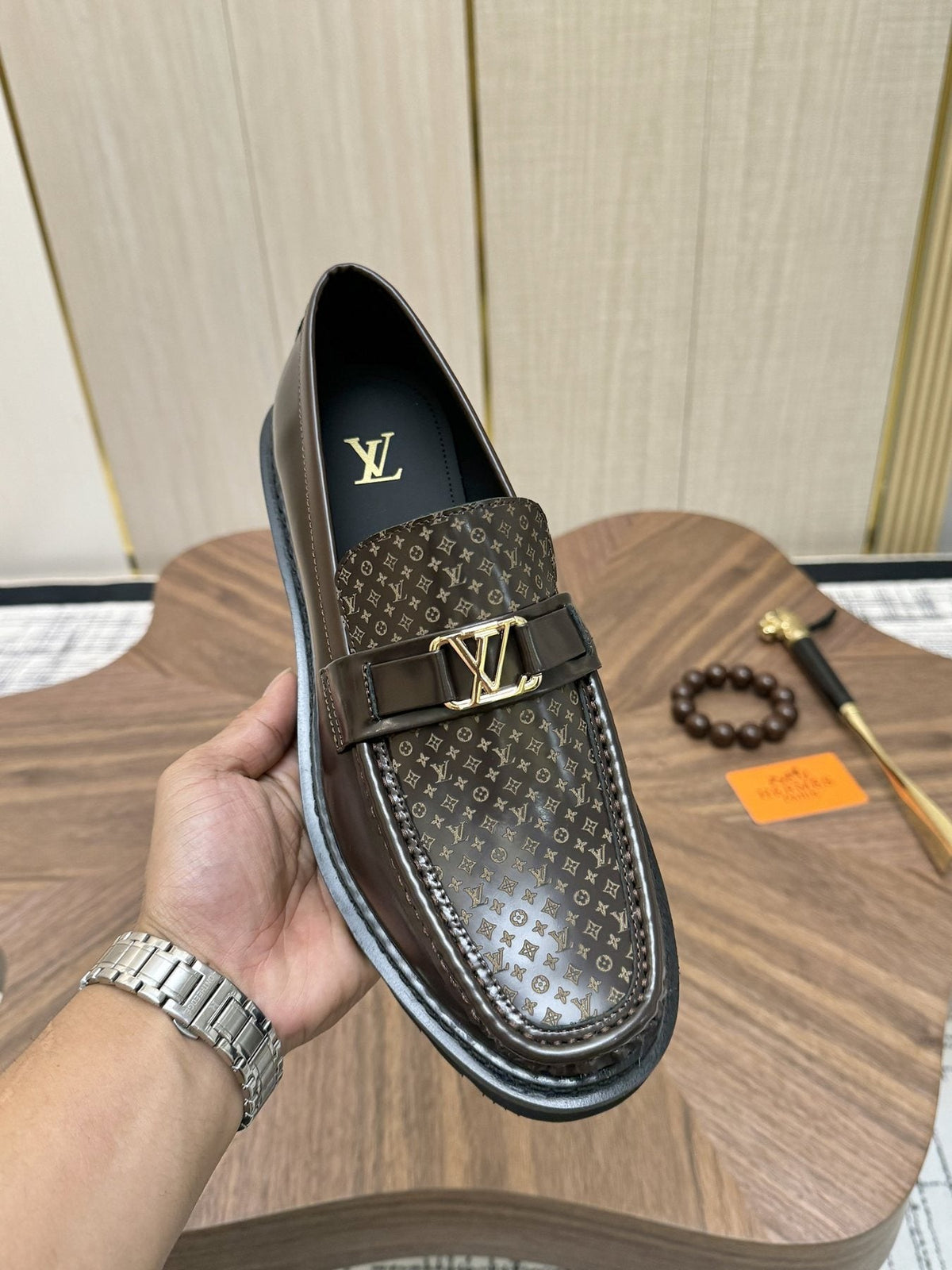 Louis Vuitton Men's Patterned Hardware Loafers
